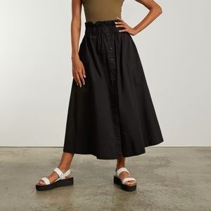 NWT Everlane The Easy Button-Front Skirt, Black, XL
